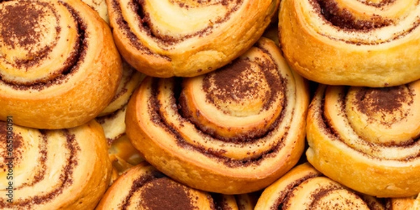 Obraz 売り場に並んだシナモンロール