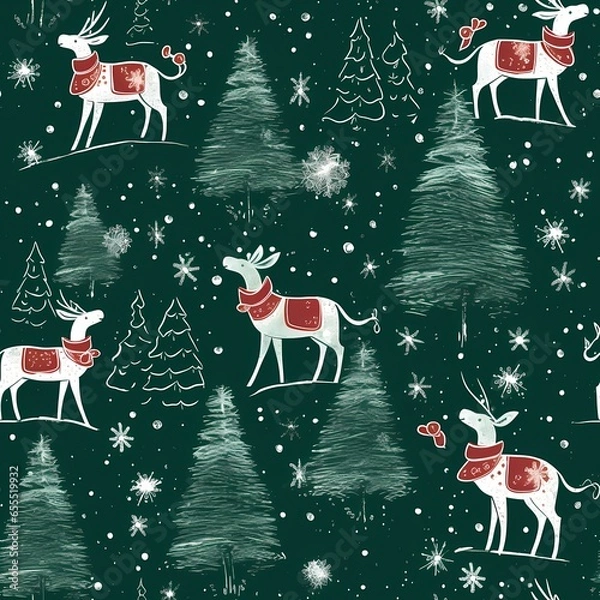 Fototapeta christmas seamless pattern drawing style with christmas element