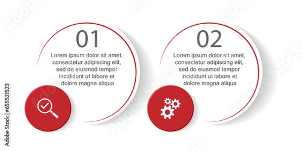 Fototapeta Minimal Business Infographic Template. Timeline with 2 steps, options and marketing icons. Vector linear infographic with Two connected elements. Can be used for presentations in your business.