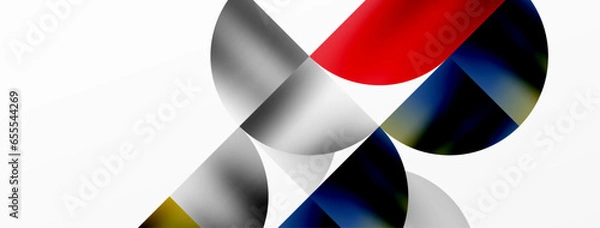 Fototapeta Exquisite backdrop marrying modern minimalism with metallic allure. Featuring round triangles, it exudes geometric sophistication and understated charm for wallpaper, banner, background, landing page