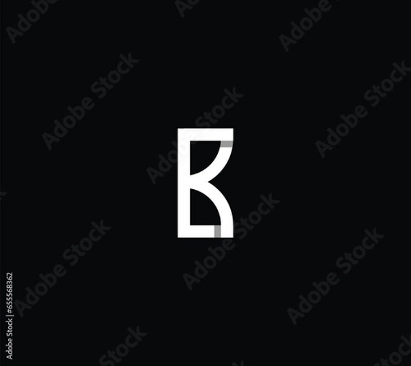 Fototapeta Minimal Letter BK or B or EK logo design, isolated with black background. 