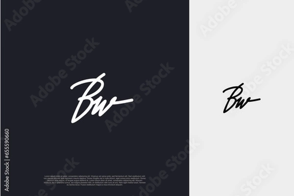 Fototapeta Initial Letter BW Logo signature style monogram typography for business name. Vector logo inspiration
