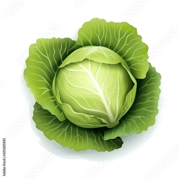 Obraz Fresh green cabbage in white background. vector illustration