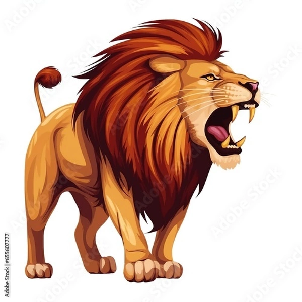 Obraz Lion side view in white background. vector illustration.