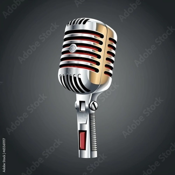 Obraz Old vintage microphone vector illustration