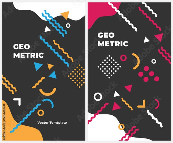 Fototapeta Geometric banner. Set of vector illustrations. Clean style backgrounds