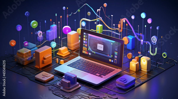 Fototapeta network connection concept data visualization