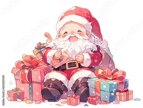 Fototapeta Santa Claus with gift box.Generative Ai