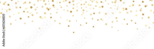 Fototapeta Gold star dust sparkle vector on white. Chaotic cosmic background with gold star elements flying. Gold glitter dust confetti, magic shining sparkles scatter vector.