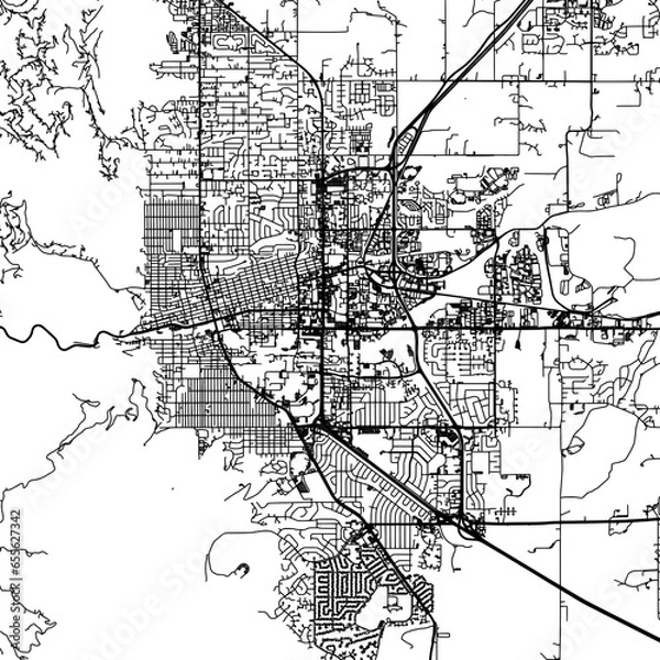 Fototapeta 1:1 square aspect ratio vector road map of the city of  Boulder Colorado in the United States of America with black roads on a white background.