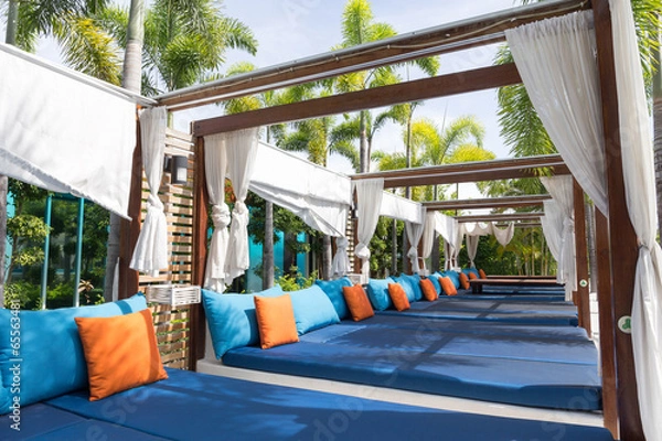 Obraz pool bed beside the pool for relax