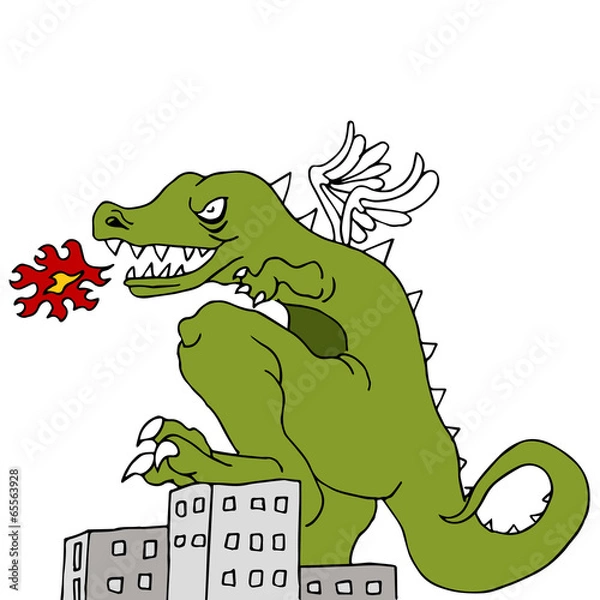 Fototapeta Monster Destroying City
