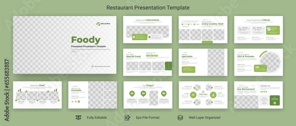Fototapeta Food and restaurant PowerPoint presentation design template