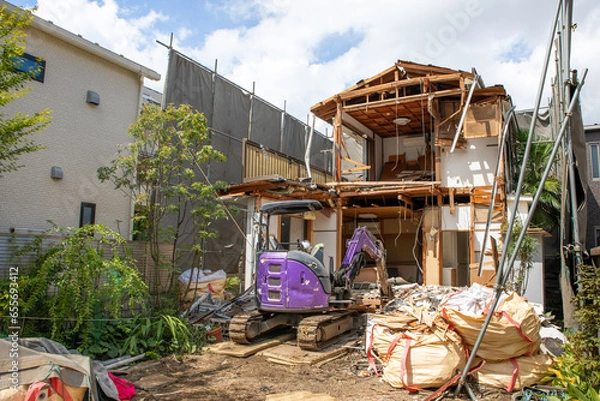 Fototapeta 戸建住宅の解体現場