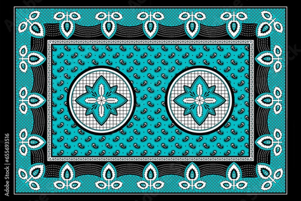 Fototapeta African Wax Print fabric, Ethnic overlap ornament seamless design, Khanga pattern motifs floral elements. khanga texture, colorful textile Ankara fashion style. New Design For Fabric