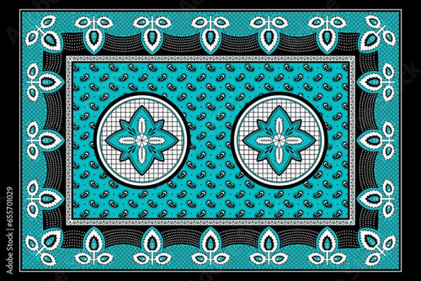 Fototapeta African Wax Print fabric, Ethnic overlap ornament seamless design, Khanga pattern motifs floral elements. khanga texture, colorful textile Ankara fashion style. New Design For Fabric