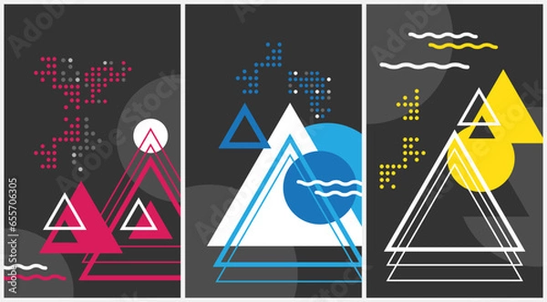 Fototapeta Geometric banner. Set of vector illustrations. Clean style backgrounds