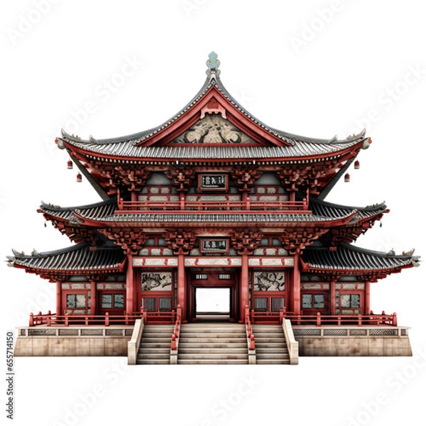 Fototapeta 3D rendering of a traditional Japanese temple 
PNG Cutout, Generative AI.png