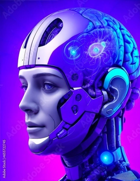 Fototapeta Ai Android. Digital Brain. Artificial Intelligence. Digital Mind. 