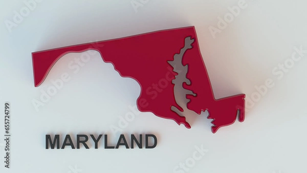Obraz Maryland 3D Map illustration 