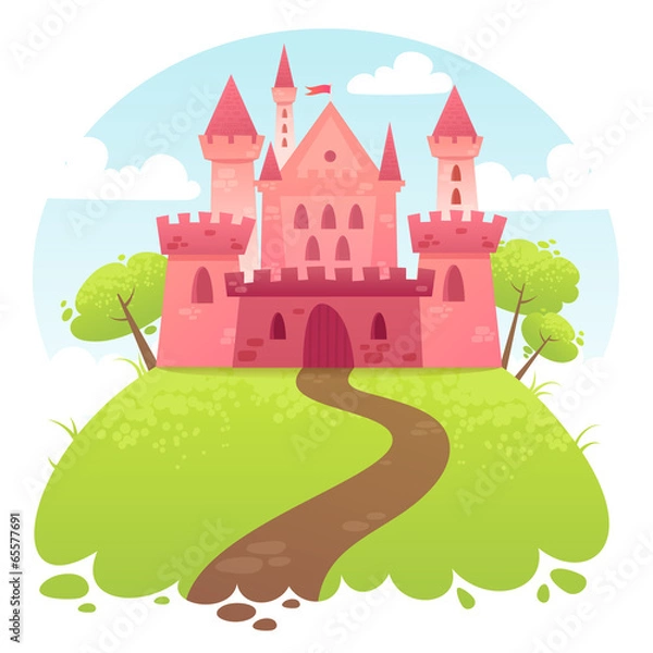 Obraz Cute cartoon vector medieval castle