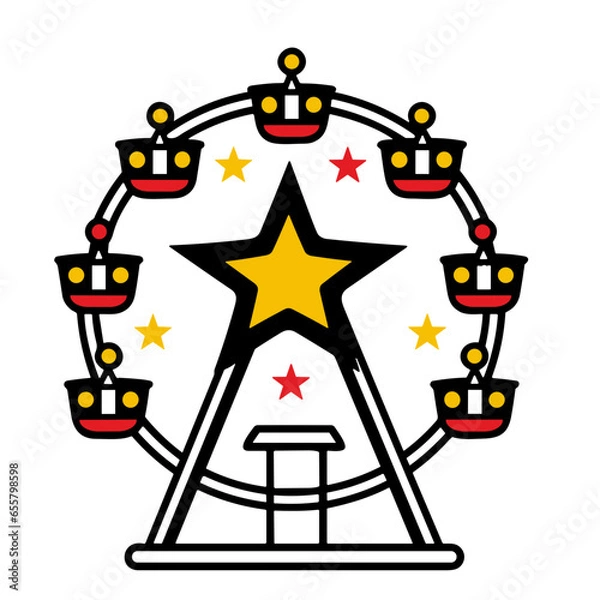 Obraz Ferris wheel icon, Simple vector illustration