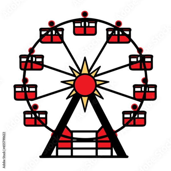 Obraz Ferris wheel icon, Simple vector illustration