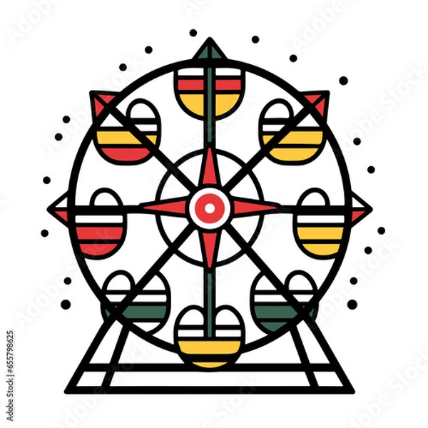 Obraz Ferris wheel icon, Simple vector illustration