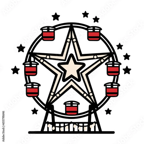 Obraz Ferris wheel icon, Simple vector illustration