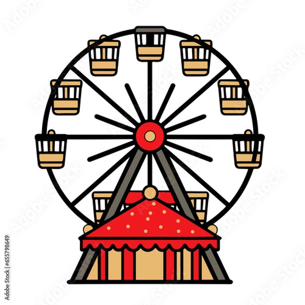 Obraz Ferris wheel icon, Simple vector illustration