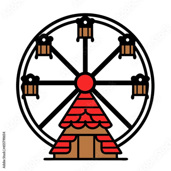 Obraz Ferris wheel icon, Simple vector illustration