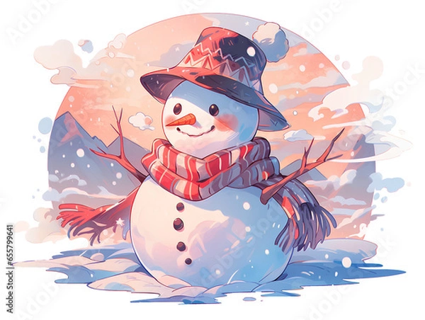 Fototapeta snowman.Generative Ai