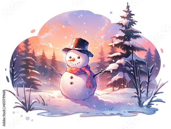 Fototapeta snowman.Generative Ai