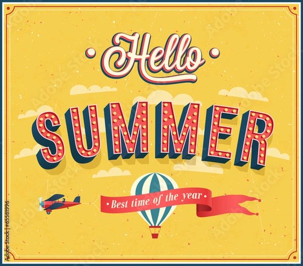 Fototapeta Hello summer typographic design.