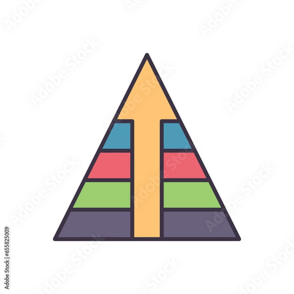 Obraz Pyramid with Arrow related vector icon. Isolated on white background. Vector
