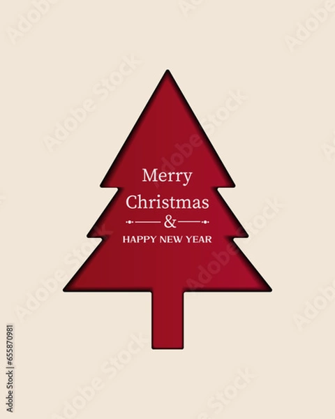 Obraz Postcard for Christmas and New Year 2024. Modern vector illustration on pink background with Christmas tree concepts for graphic and web design, social media banner, marketing materials.