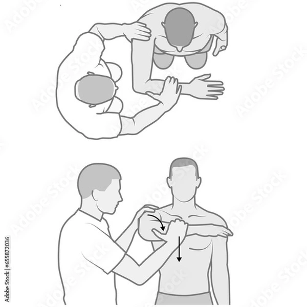 Obraz Shoulder examination. External rotation test. illustration is part of series shoulder eaxamination