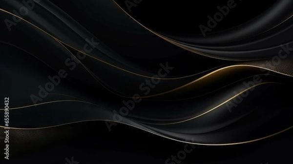 Fototapeta Abstract illustration of luxurious black lines on a gradient background with golden accents