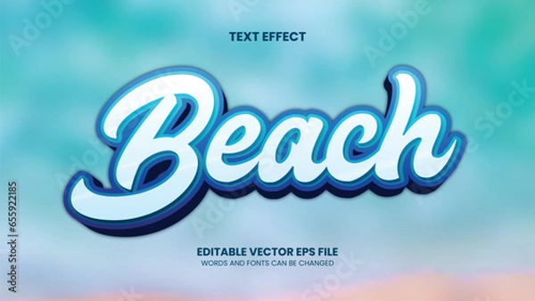 Fototapeta Water text effect editable blue and liquid beach text style