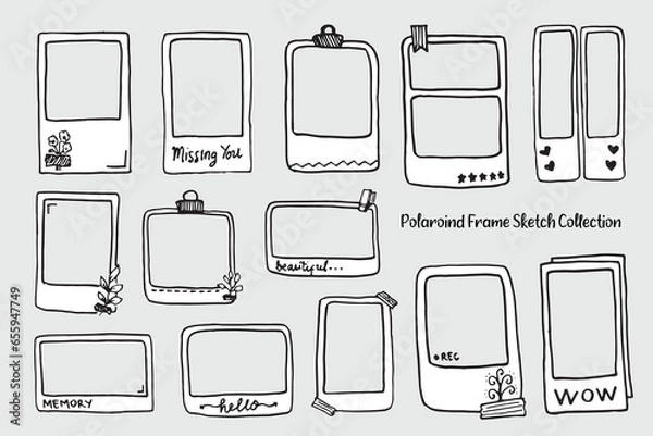 Fototapeta Aesthetic Cute Polaroid Frame Sketch