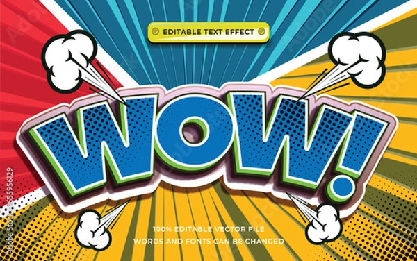 Fototapeta Wow! Text effect style comic editable, anime 3D style font graphic