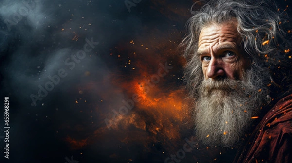 Obraz Background illustration of apostle John in island of Patmos being inspired by the Holy Spirit to write the book of Revelation Generative AI
