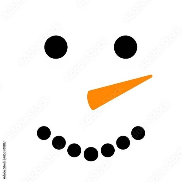 Obraz Happy snowman face on white background