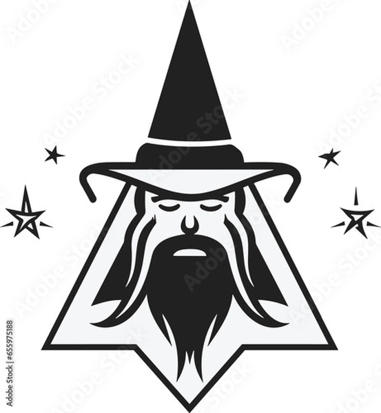 Obraz Minimalist line art wizard logo