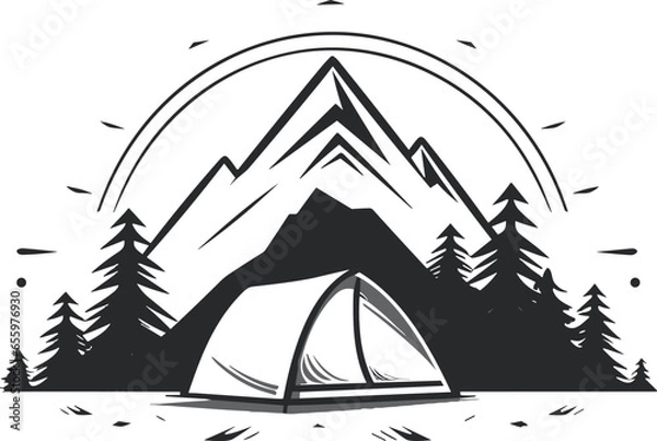 Obraz tent camping logo vector line style