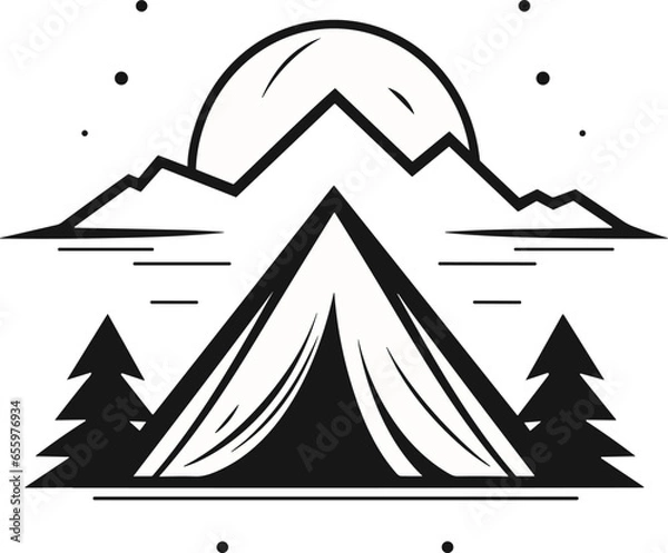 Obraz tent camping logo vector line style