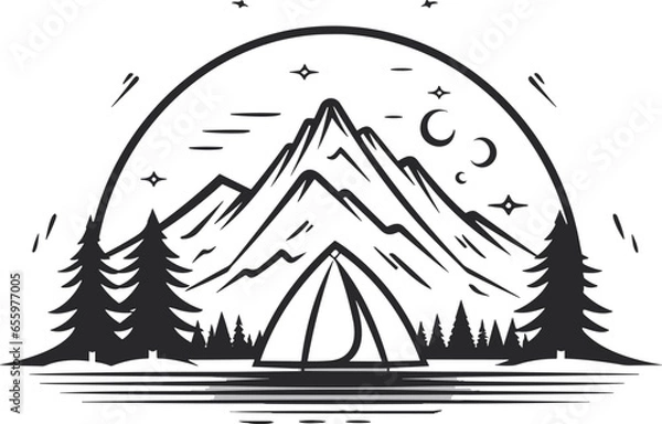 Obraz tent camping logo vector line style