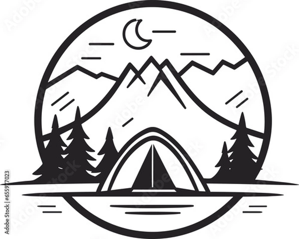 Obraz tent camping logo vector line style