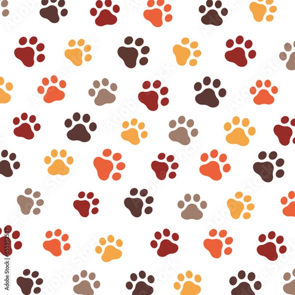 Obraz Colorful paws. Vector background. 