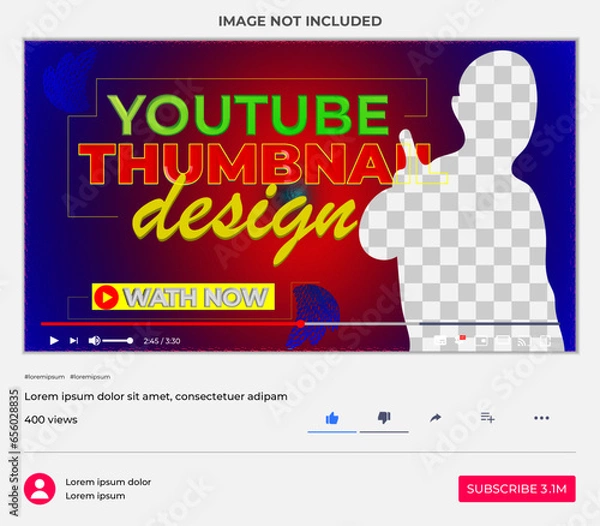 Fototapeta Fully editable youtube thumbnail design for any youtube videos customizable video thumbnail design video cover modern trendy new style thumbnail template 
for social media concept youtube thumbnail
